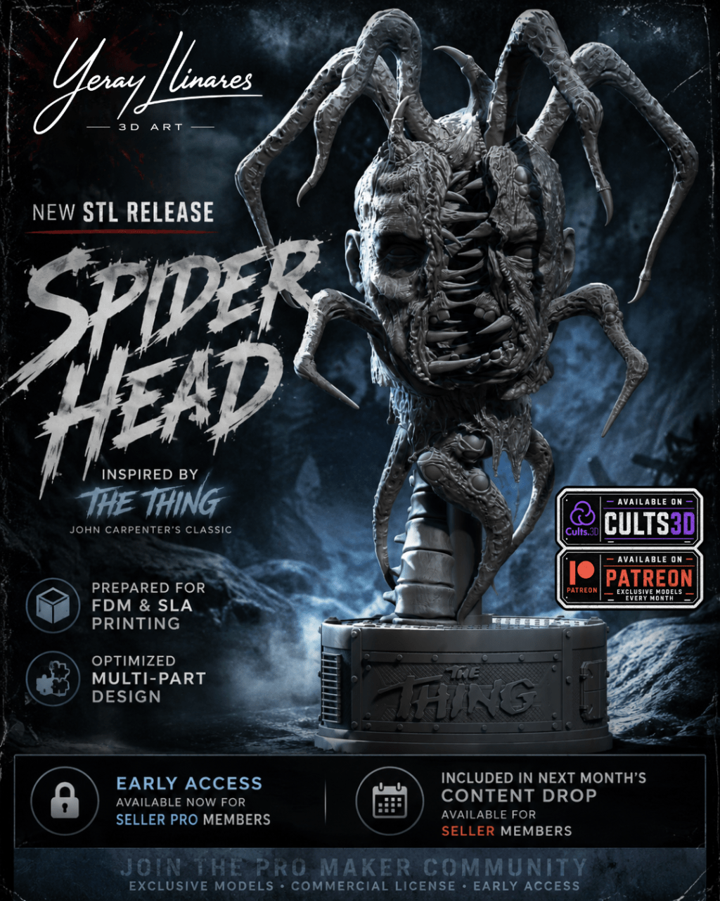 Spider-Head de The Thing: busto para impresión 3D en FDM y&nbsp;resina