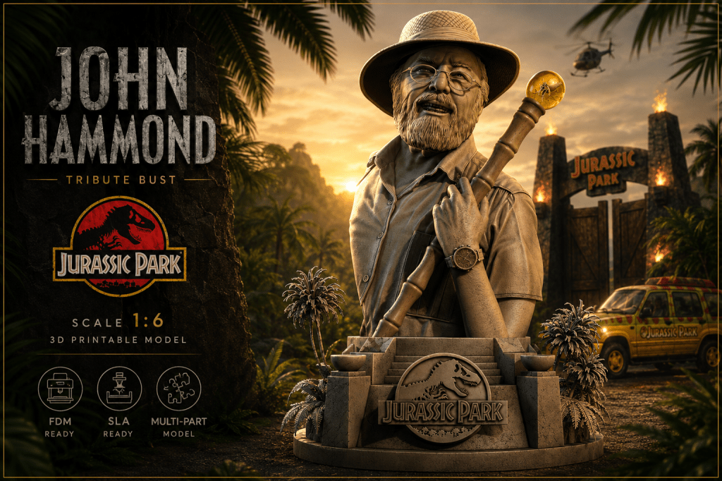 John Hammond Tribute Bust – Escultura 3D inspirada en Jurassic&nbsp;Park